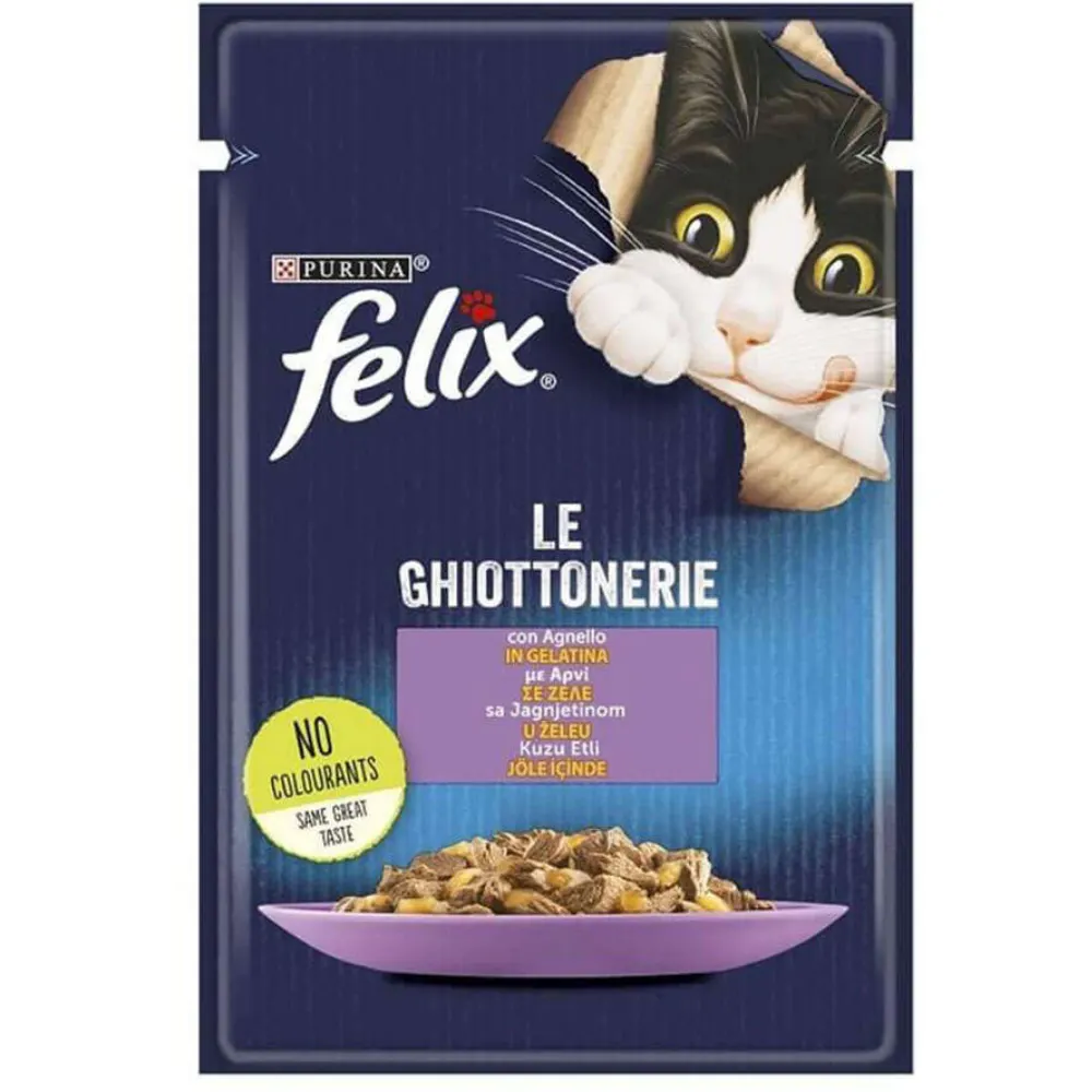 Felix Pouch Le Ghiottonerie Kuzu Etli Yaş Kedi Maması 85 Gr