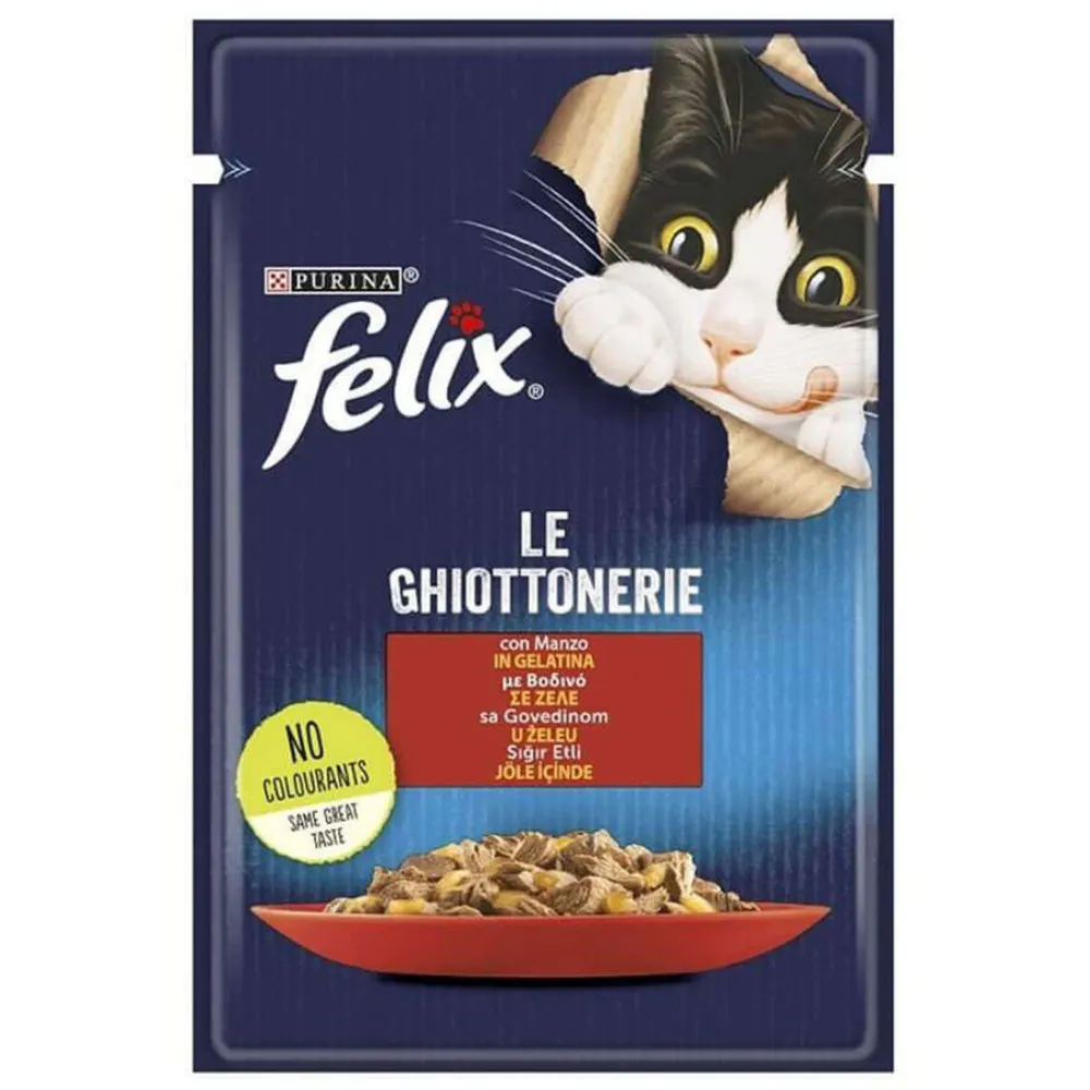 Felix Pouch Le Ghiottonerie Sığır Etli Yaş Kedi Maması 85 Gr