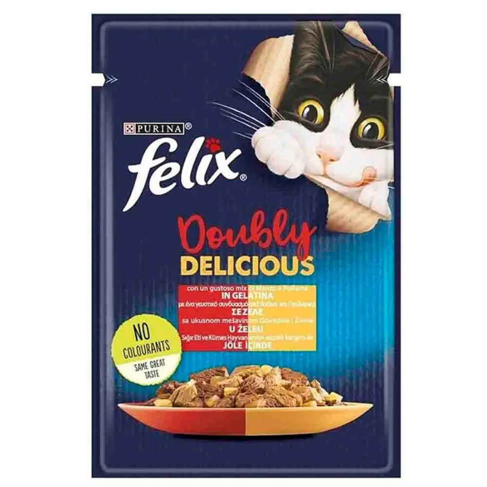 Felix Pouch Sığır Etli Ve Kümes Hayvanli Yaş Kedi Maması 85 Gr