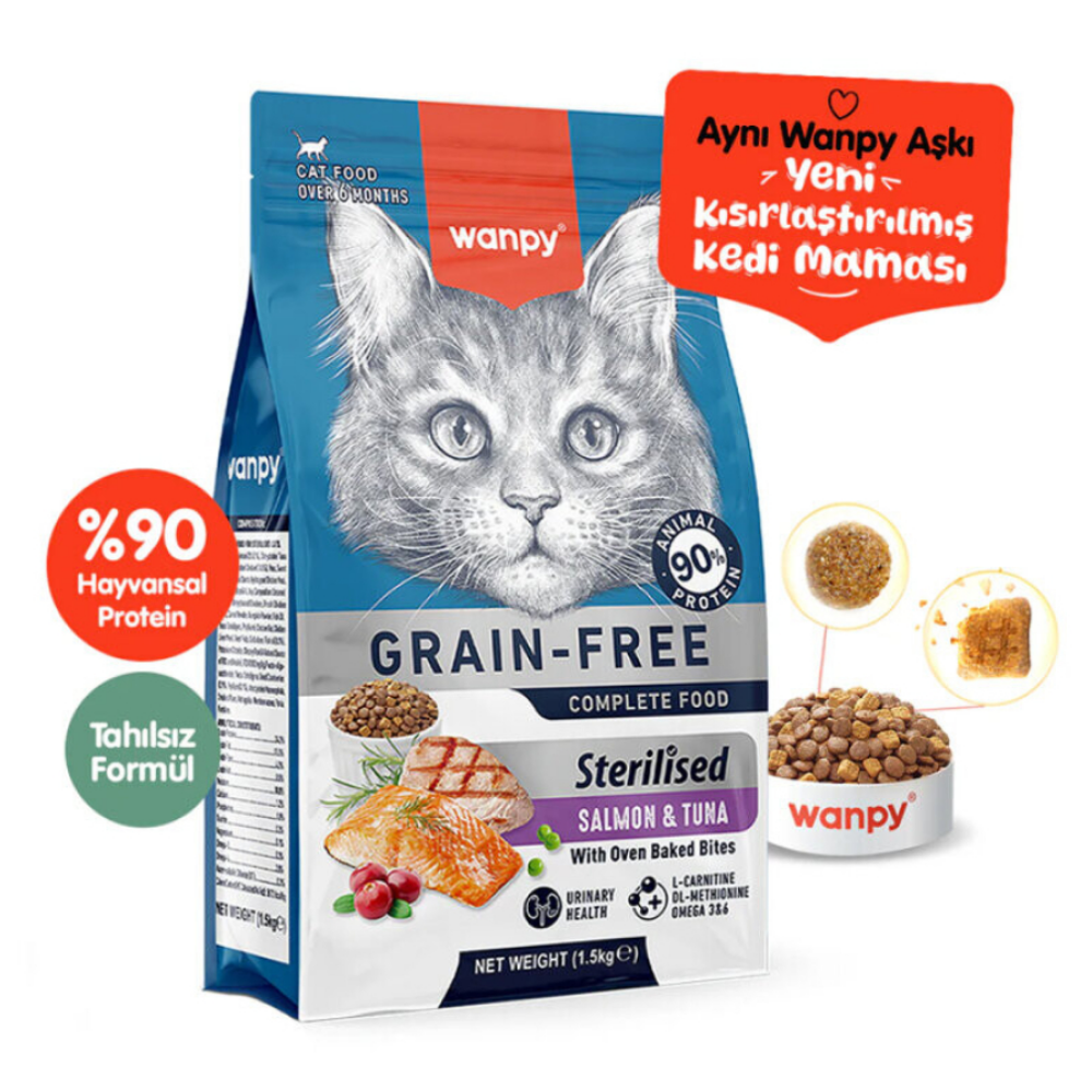 Wanpy Kısırlaştırılmış Kedi Maması Somonlu Ve Ton Balıklı 1,5 Kg