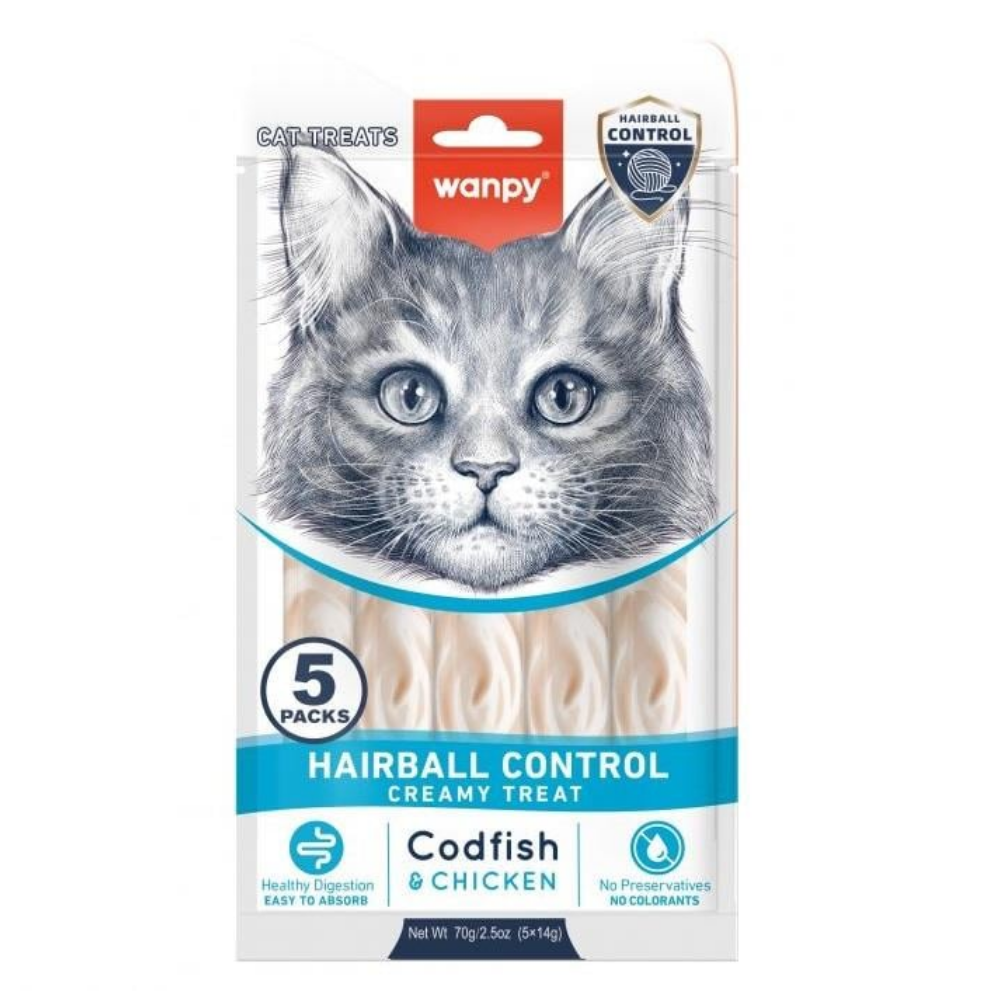 Wanpy Hairball Control Morinali Ve Tavuklu Krema Kedi Ödül Maması 14 Gr 5 Adet