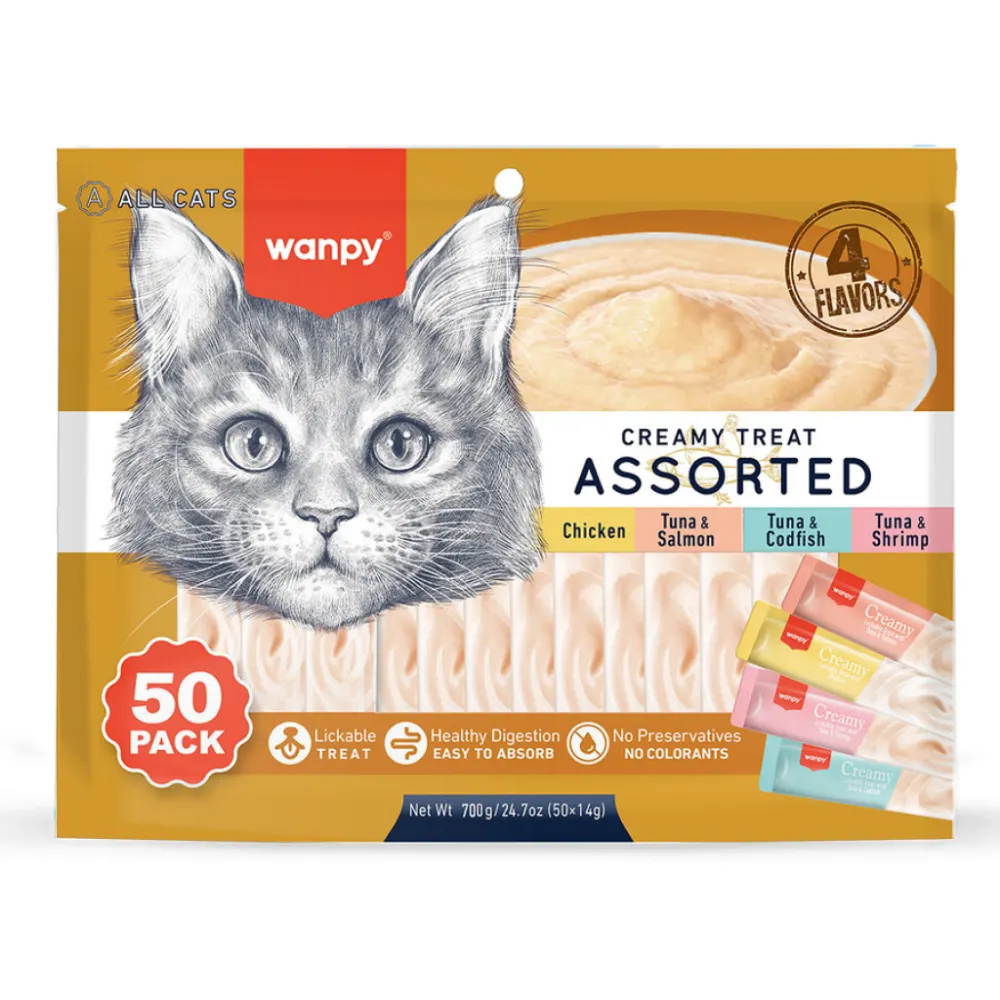 Wanpy Krema Kedi Ödül Maması Karışık Çeşit 50 Adet 14 Gr