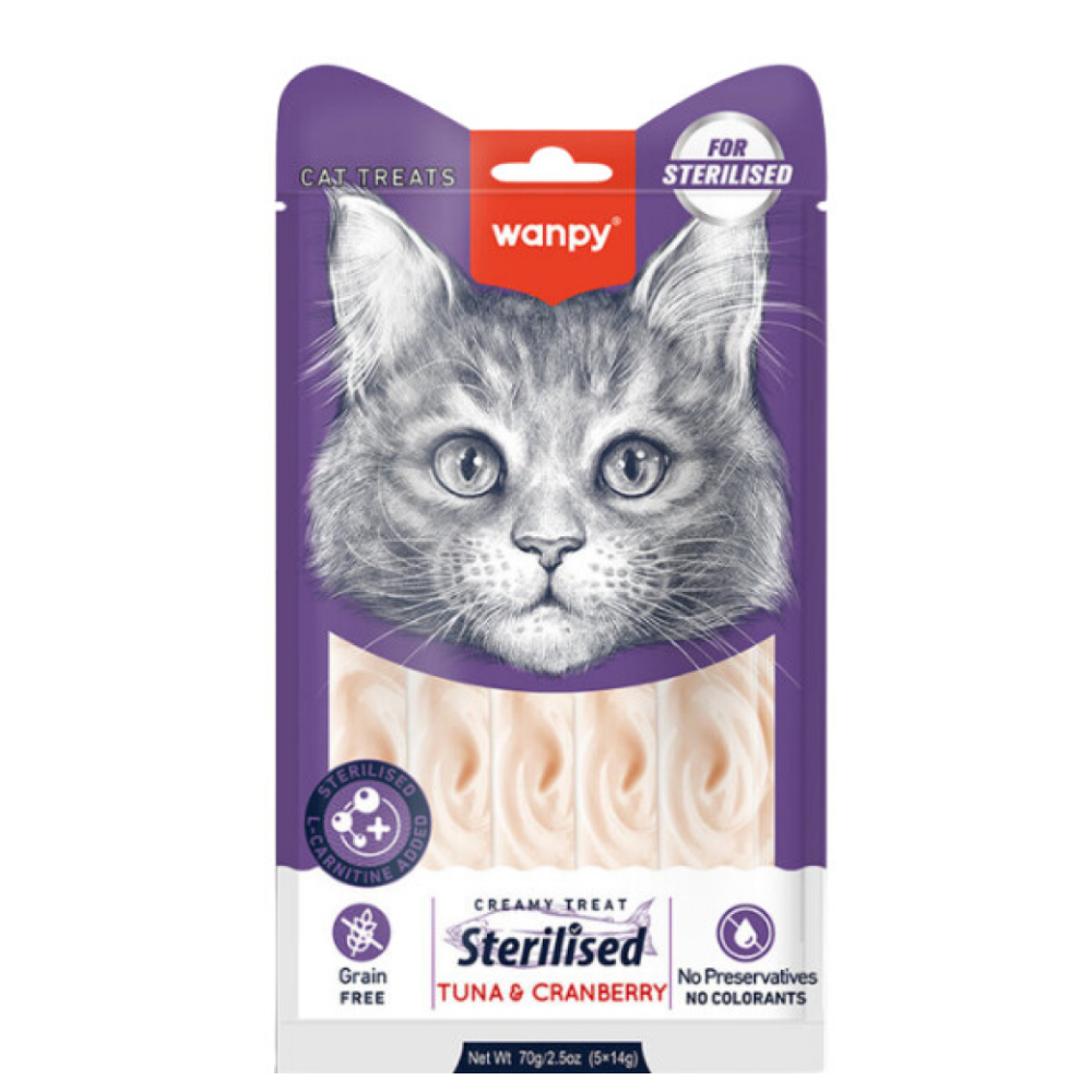 Wanpy Krema Kedi Ödül Maması Kısırlaştırılmış Hindili Ve Kizilcikli 14 Gr 5 Adet