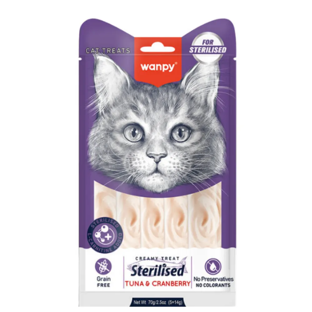 Wanpy Krema Kedi Ödül Maması Kısırlaştırılmış Hindili Ve Kizilcikli 14 Gr 5 Adet