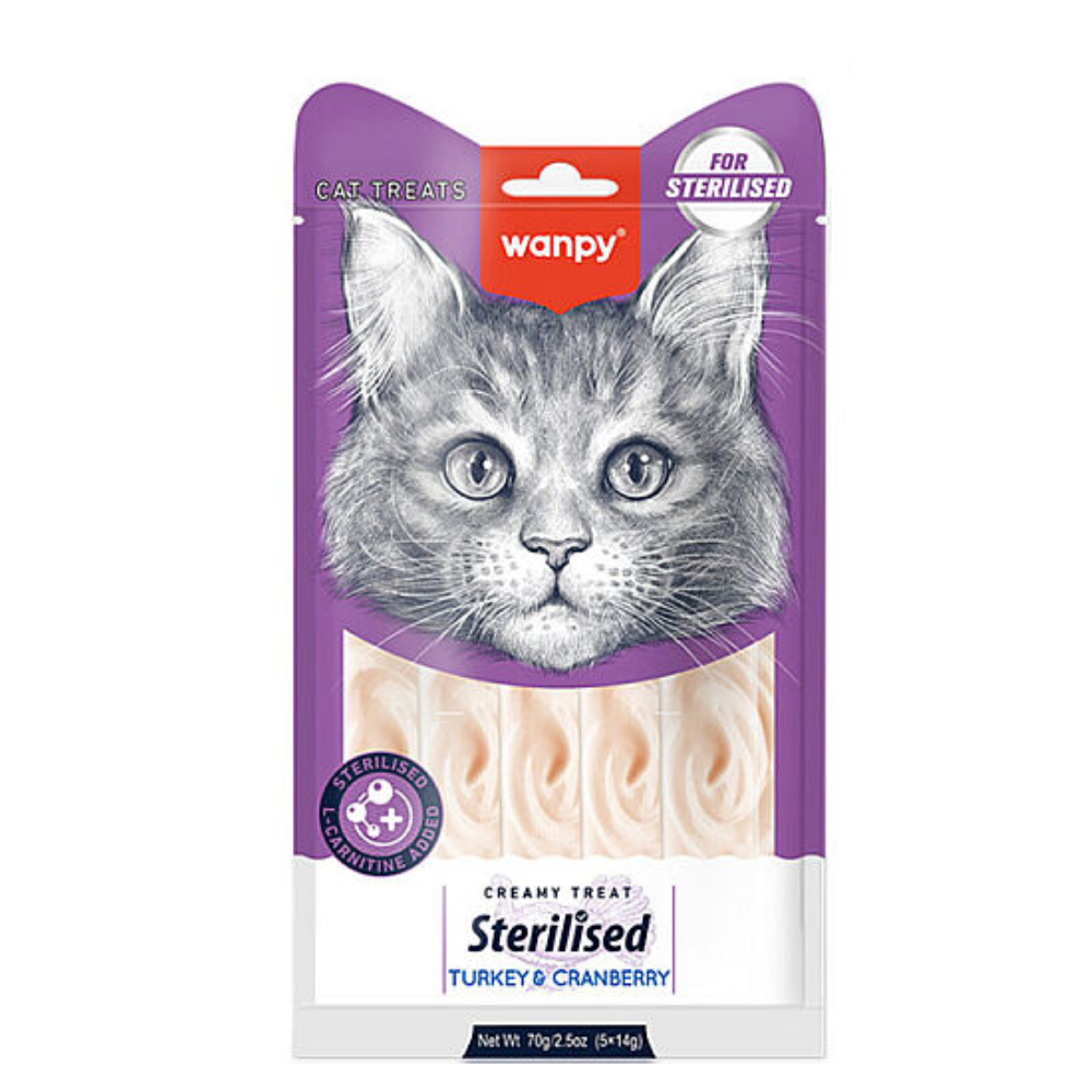 Wanpy Krema Kedi Ödül Maması Kısırlaştırılmış Ton Balıklı Ve Kizilcikli 14 Gr 5 Adet