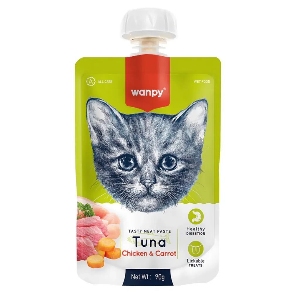 Wanpy Tasty Meat Paste Kedi Et Ezmesi Ton Balıklı Ve Tavuklu 90 Gr
