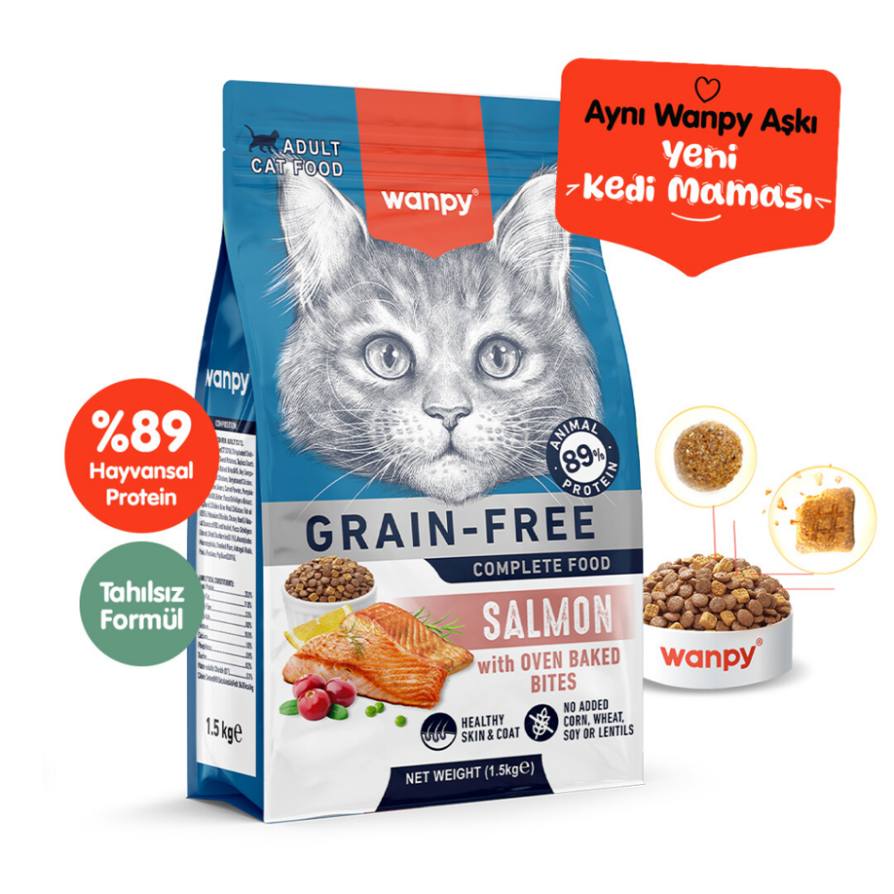 Wanpy Yetişkin Kedi Maması Somonlu 1,5 Kg