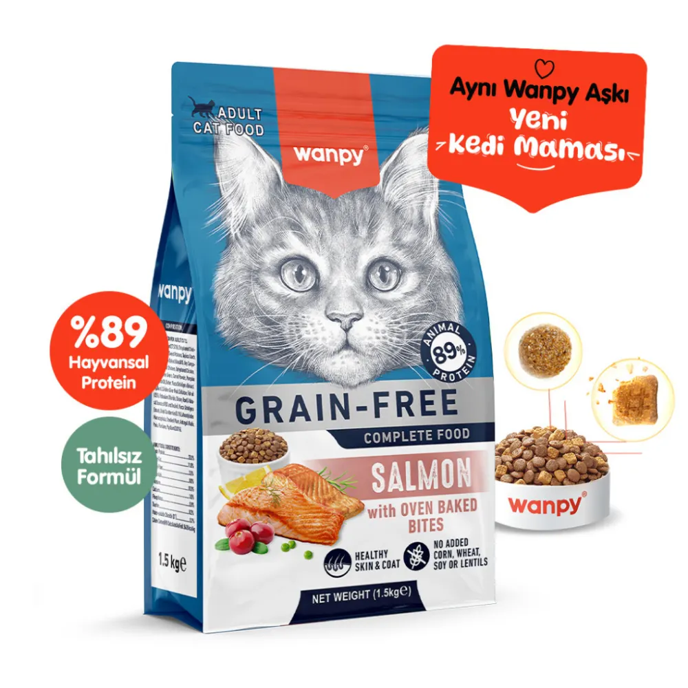 Wanpy Yetişkin Kedi Maması Somonlu 1,5 Kg
