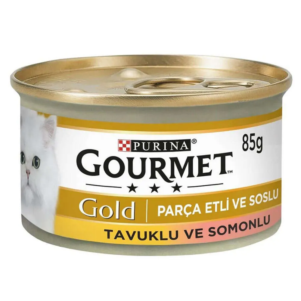 Purina Gourmet Gold Parça Etli Soslu Somonlu Tavuklu Kedi Konservesi