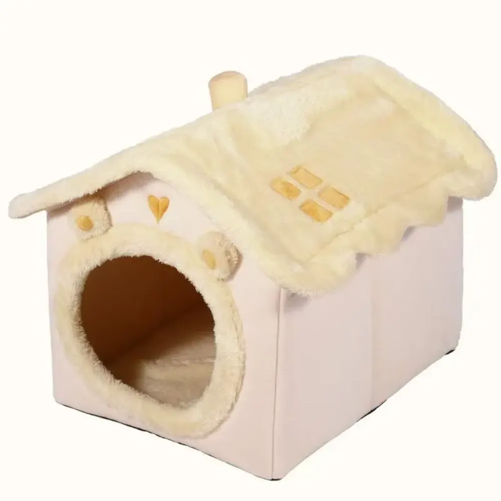 Yumuşacık Peluş Tasarımlı Ev Figürlü Kedi & Köpek Evi