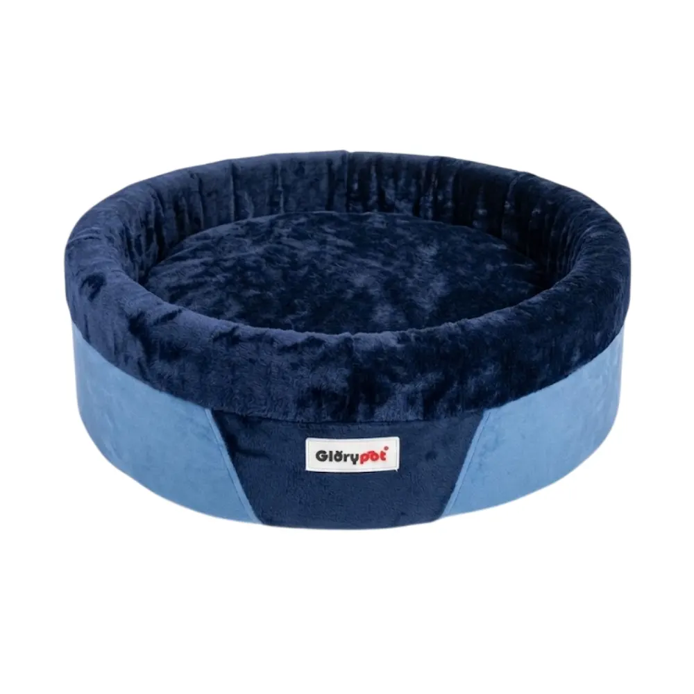 Premium Kadife Dokulu Konforlu Kedi & Köpek Yatağı Lacivert