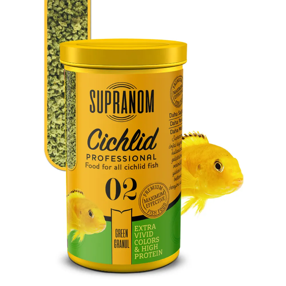 Supranom Cichlid Balık Yemi Green Granul 250ml (02)