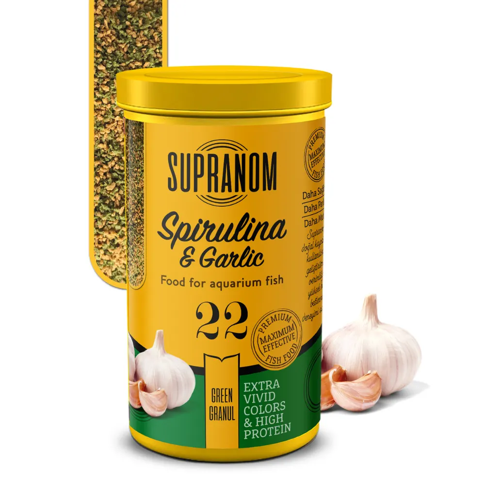 Supranom Tüm Balıklar İçin Spirulina& Garlic Green Granul 250ml (22)