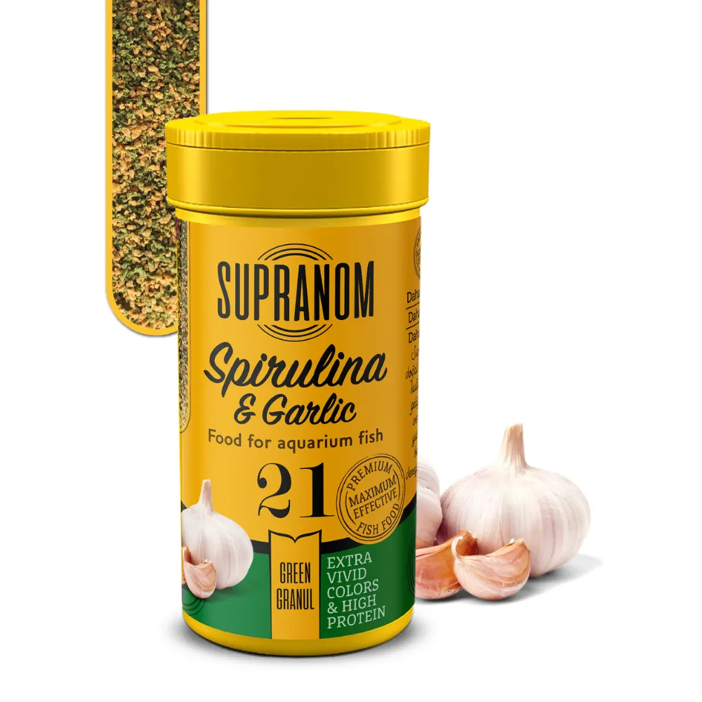 Supranom Tüm Balıklar İçin Spirulina & Garlic Green Granul 100ml (21)