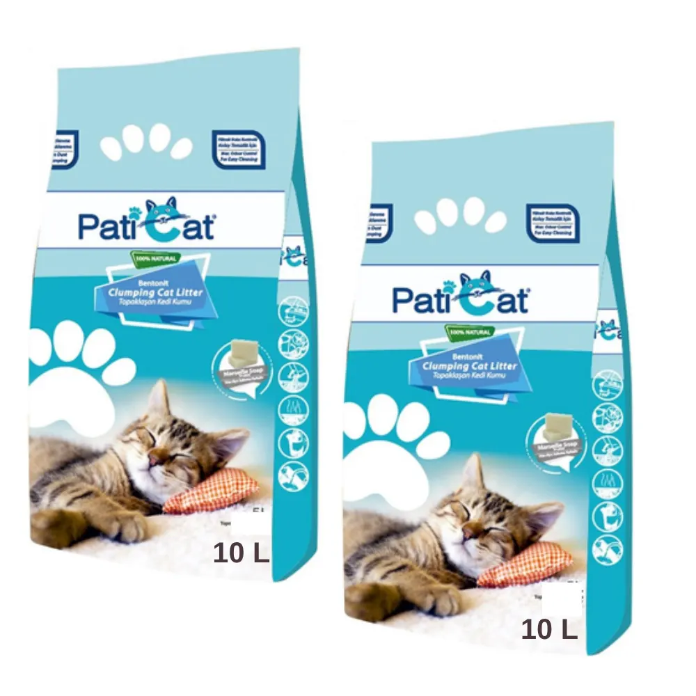 Paticat Marsilya Sabunlu Topaklanan Bentonit Kalın Taneli Kedi Kumu 10l X 2 Adet