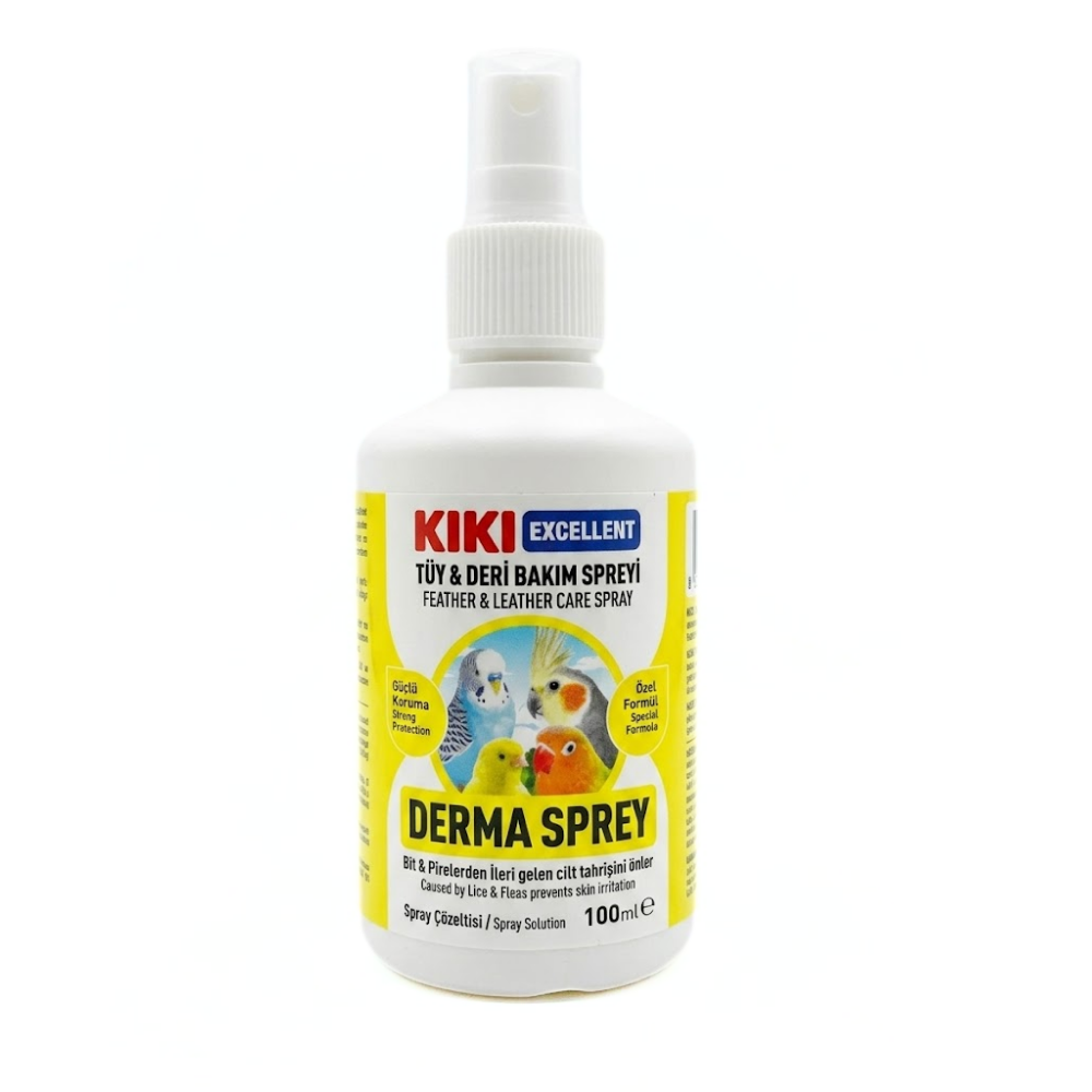 Kiki Excellent Derma Sprey Kuşlar için Tüy ve Deri Bakım Spreyi 100ml