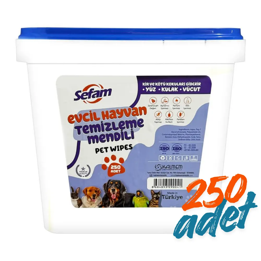 Petcorn Sefam Evcil Hayvan Kedi Köpek Temizleme Mendili 250 Yaprak