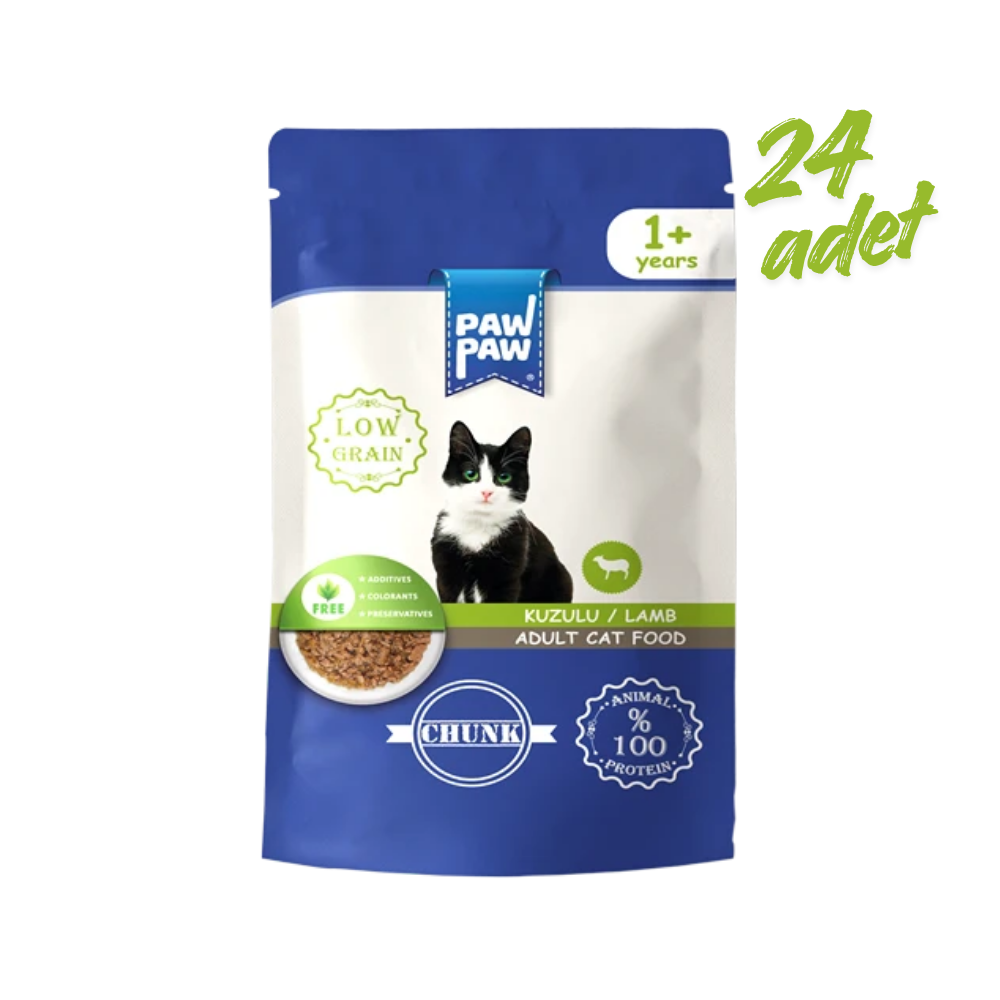Pawpaw Pouch Yetişkin Kedi Maması Kuzu Etli 85 gr x 24 Adet