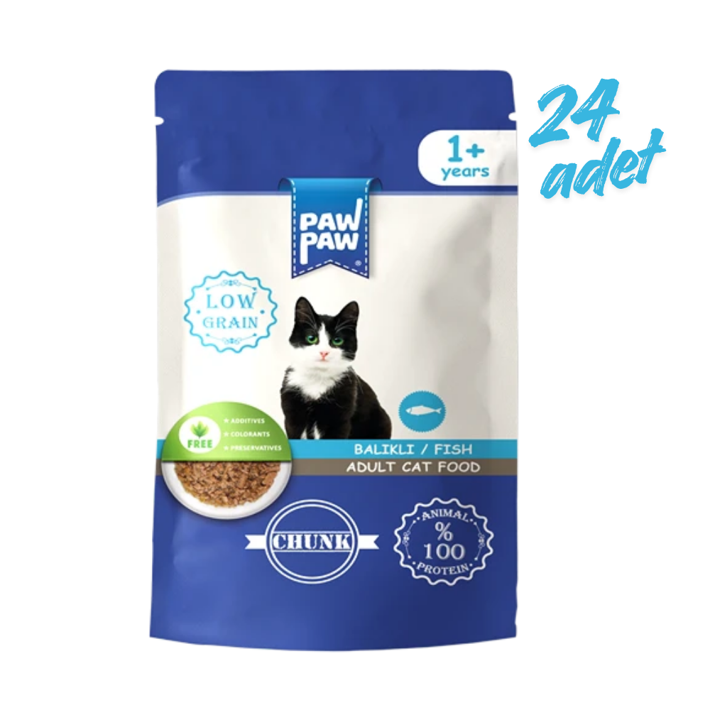 Pawpaw Pouch Yetişkin Kedi Maması Balıklı 85 gr x 24 Adet