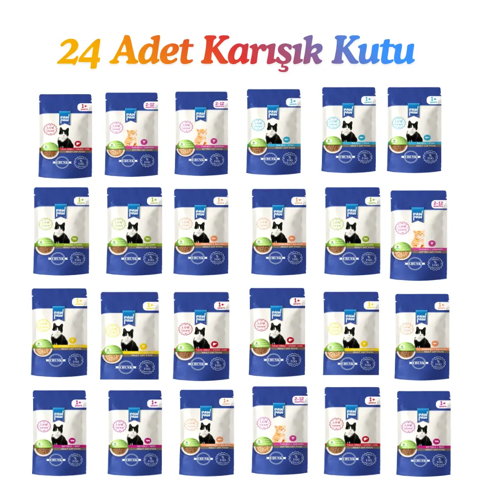 Pawpaw Pouch Yaş Mama 85 gr x 24 Adet Karışık Çeşitli