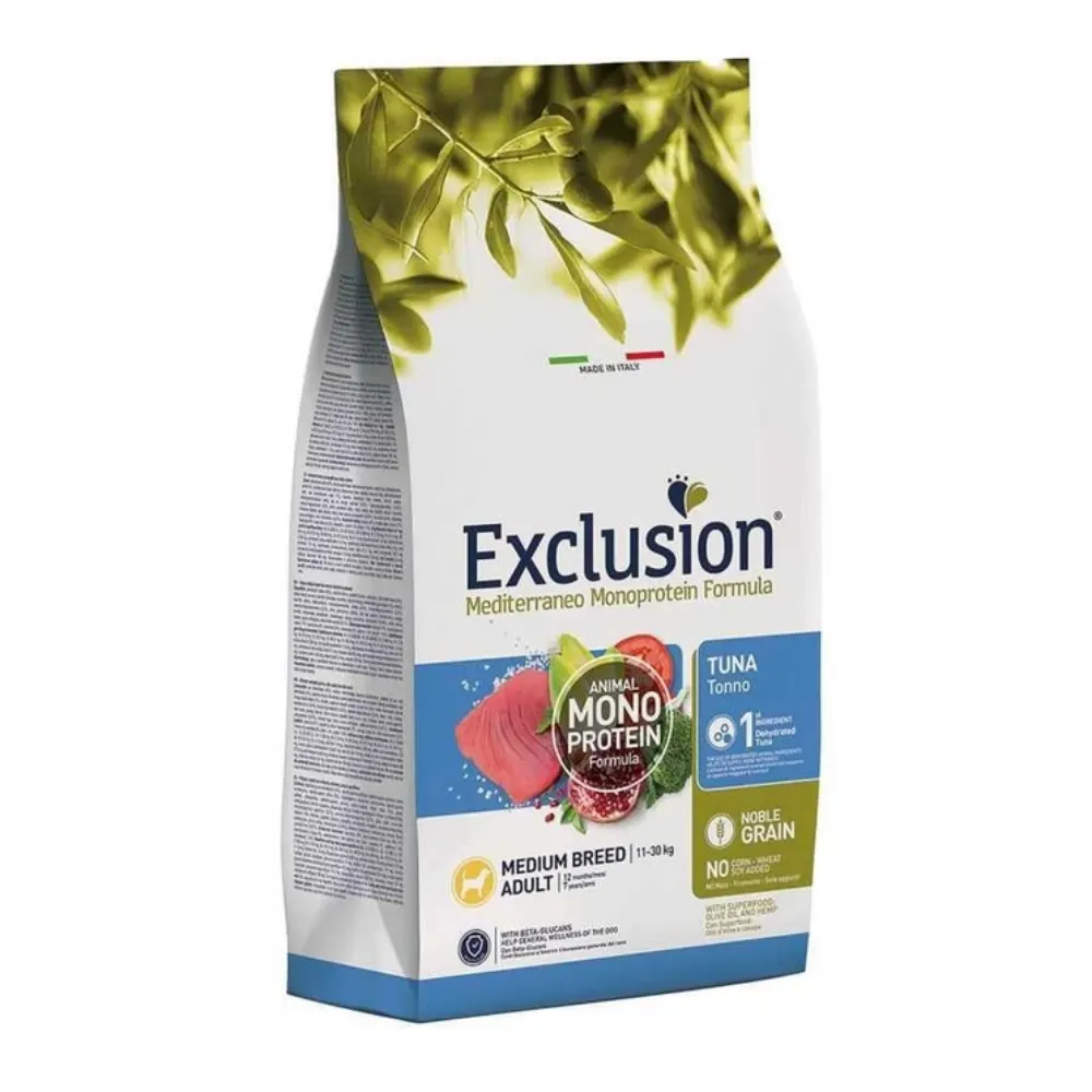 Exclusion Monoprotein Ton Balıklı ve Narlı Düşük Tahıllı Orta Irk Yetişkin Köpek Maması 3kg