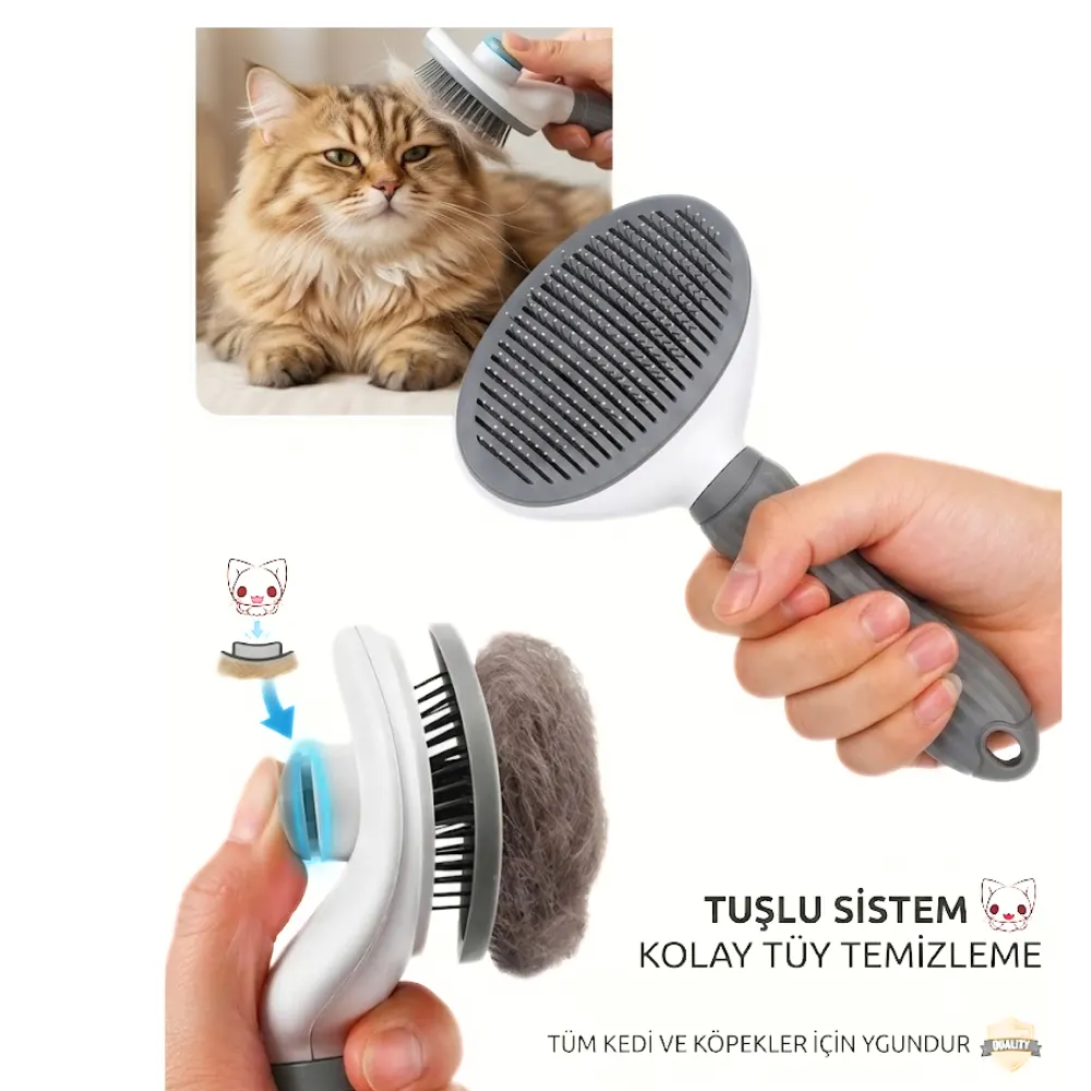 Cleanpets Evcil Hayvan Tuşlu ve Pratik Tüy Toplama Tarağı