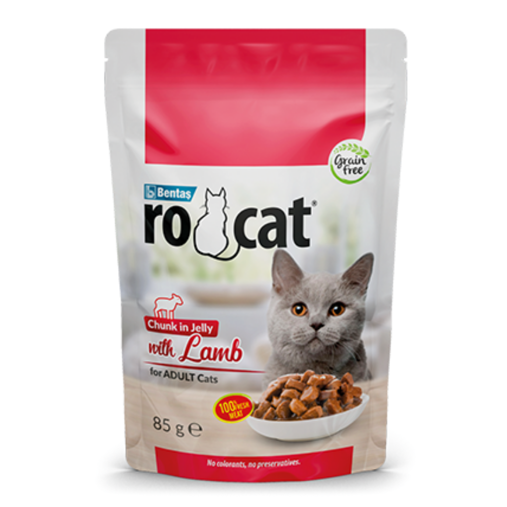 RoCat Yetişkin Kedi Jöle İçerisinde Kuzu Etli Pouch Yaş Mama 85 gr
