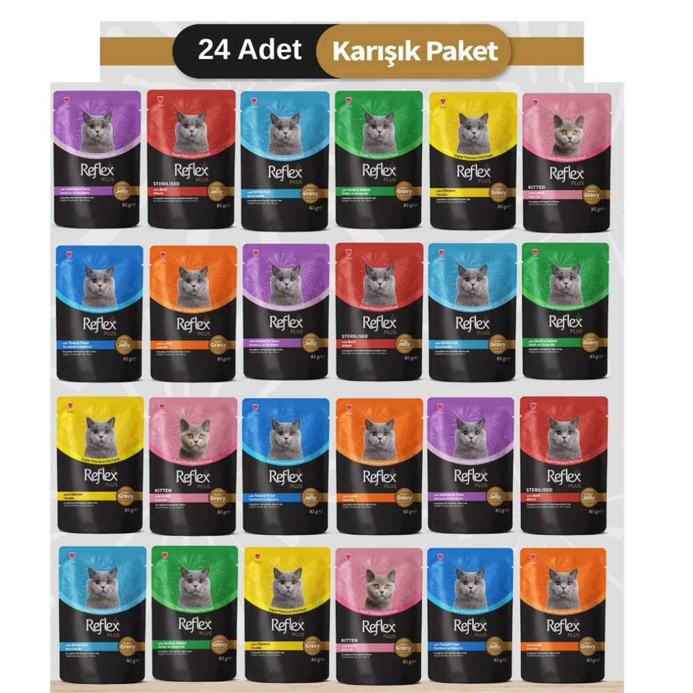 Reflex Pouch Et Parçacıklı Karışık Kedi Yaş Maması 85 gr x 24 Adet