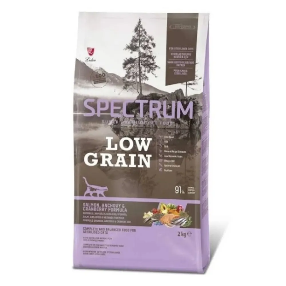 Spectrum Somonlu Hamsili ve Kızılcıklı Düşük Tahıllı Kısırlaştırılmış Kedi Maması 2kg