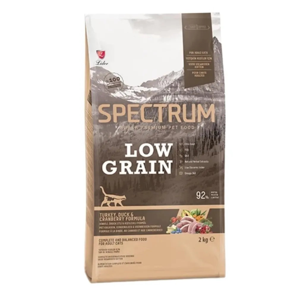 Spectrum Düşük Tahıllı Hindili Ördekli ve Kızılcıklı Yetişkin Kedi Maması 2 kg