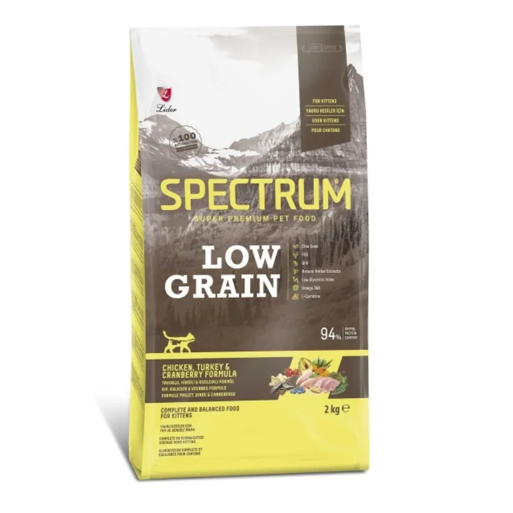 Spectrum Tavuklu Hindili ve Kızılcıklı Düşük Tahıllı Yavru Kedi Maması 2kg