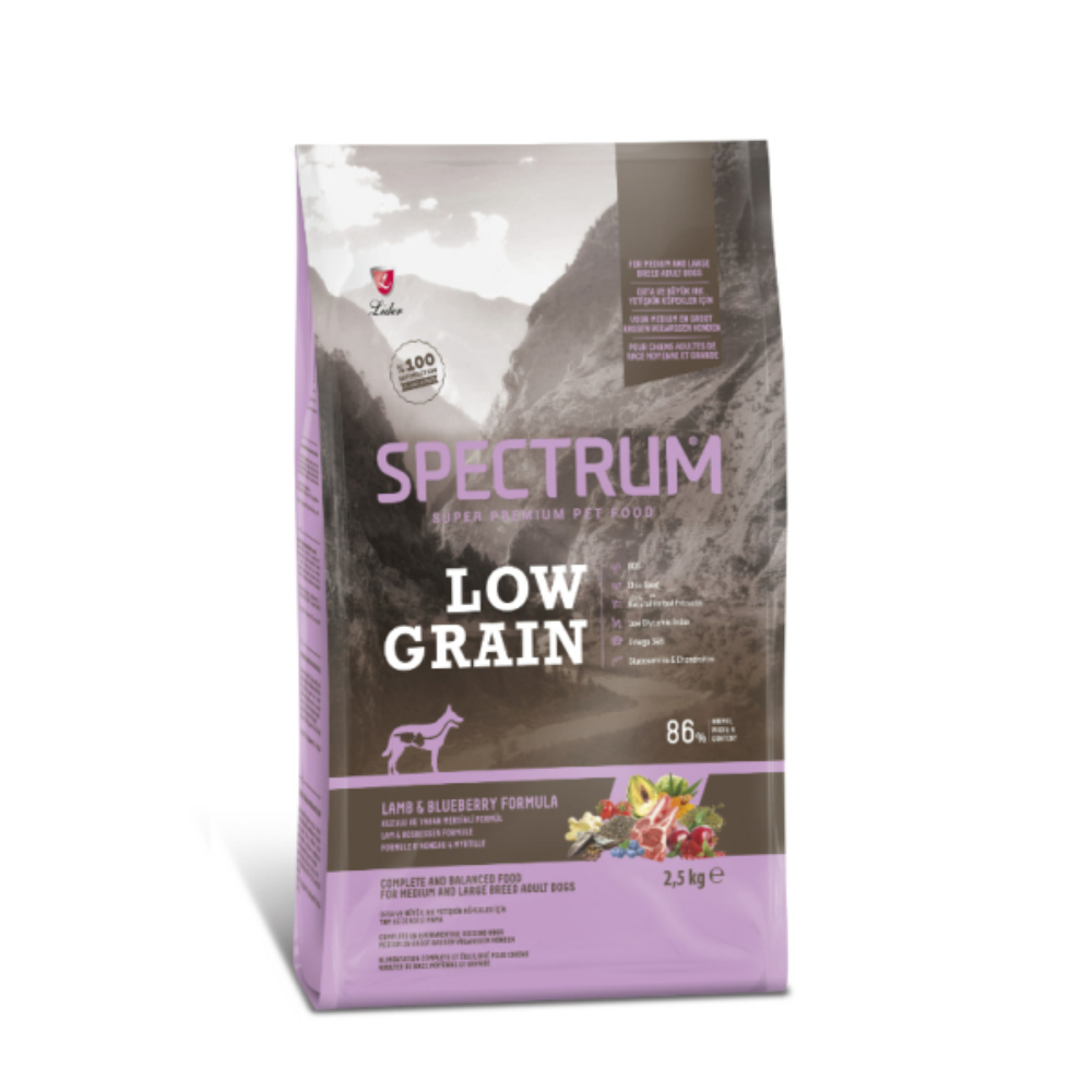 Spectrum Kuzu Etli ve Yaban Mersinli Orta ve Büyük Irk Düşük Tahıllı Yetişkin Köpek Maması 2,5kg