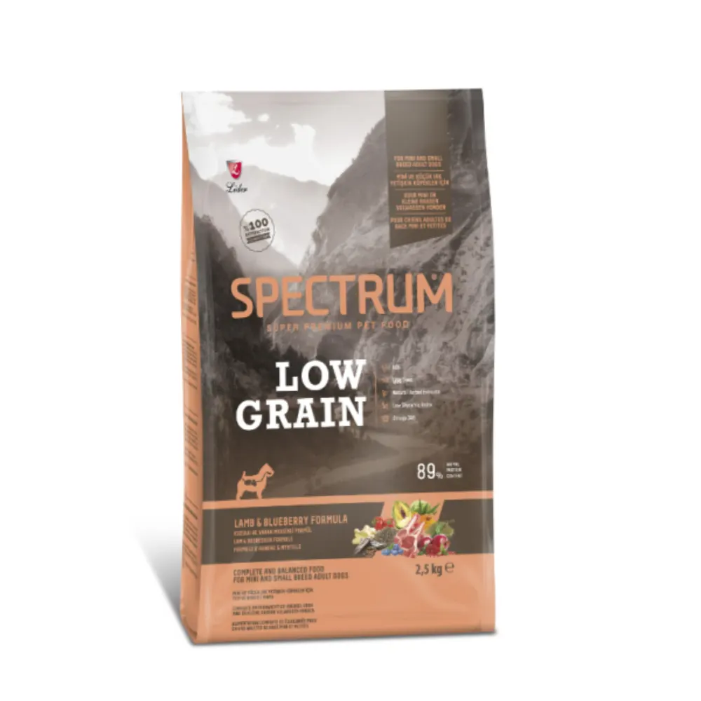 Spectrum Kuzu Etli ve Yaban Mersinli Mini ve Küçük Irk Düşük Tahıllı Yetişkin Köpek Maması 2,5kg