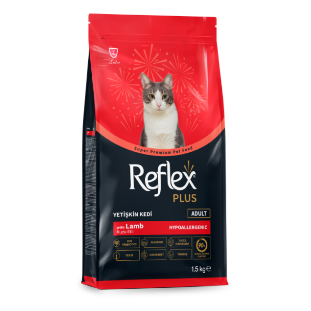 Reflex Plus Kuzu ve Pirinçli Etli Yetişkin Kedi Maması 1,5 kg