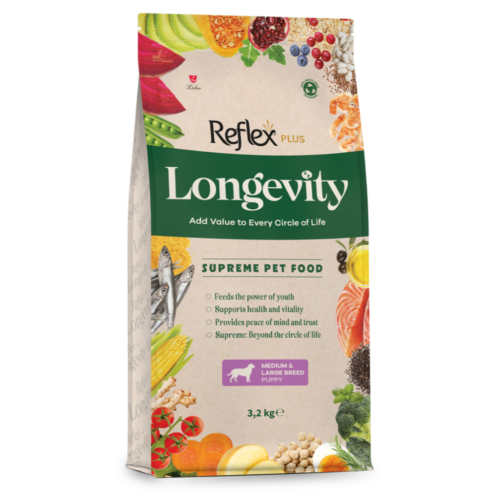 Reflex Plus Longevity Hipoalerjenik Orta ve Büyük Irk Yavru Köpek Maması 3,2 kg