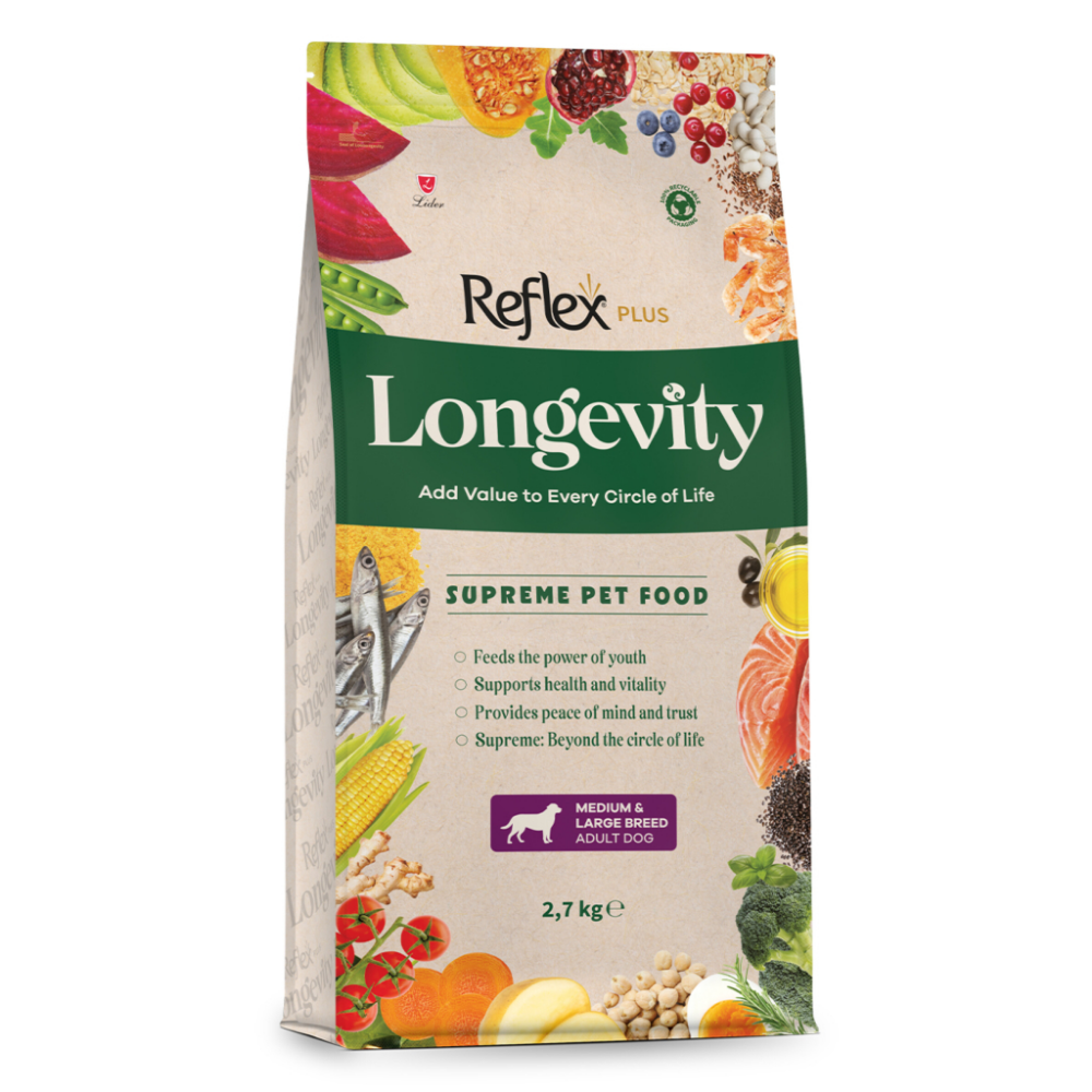 Reflex Plus Longevity Hipoalerjenik Orta ve Büyük Irk Yetişkin Köpek Maması 2,7 kg