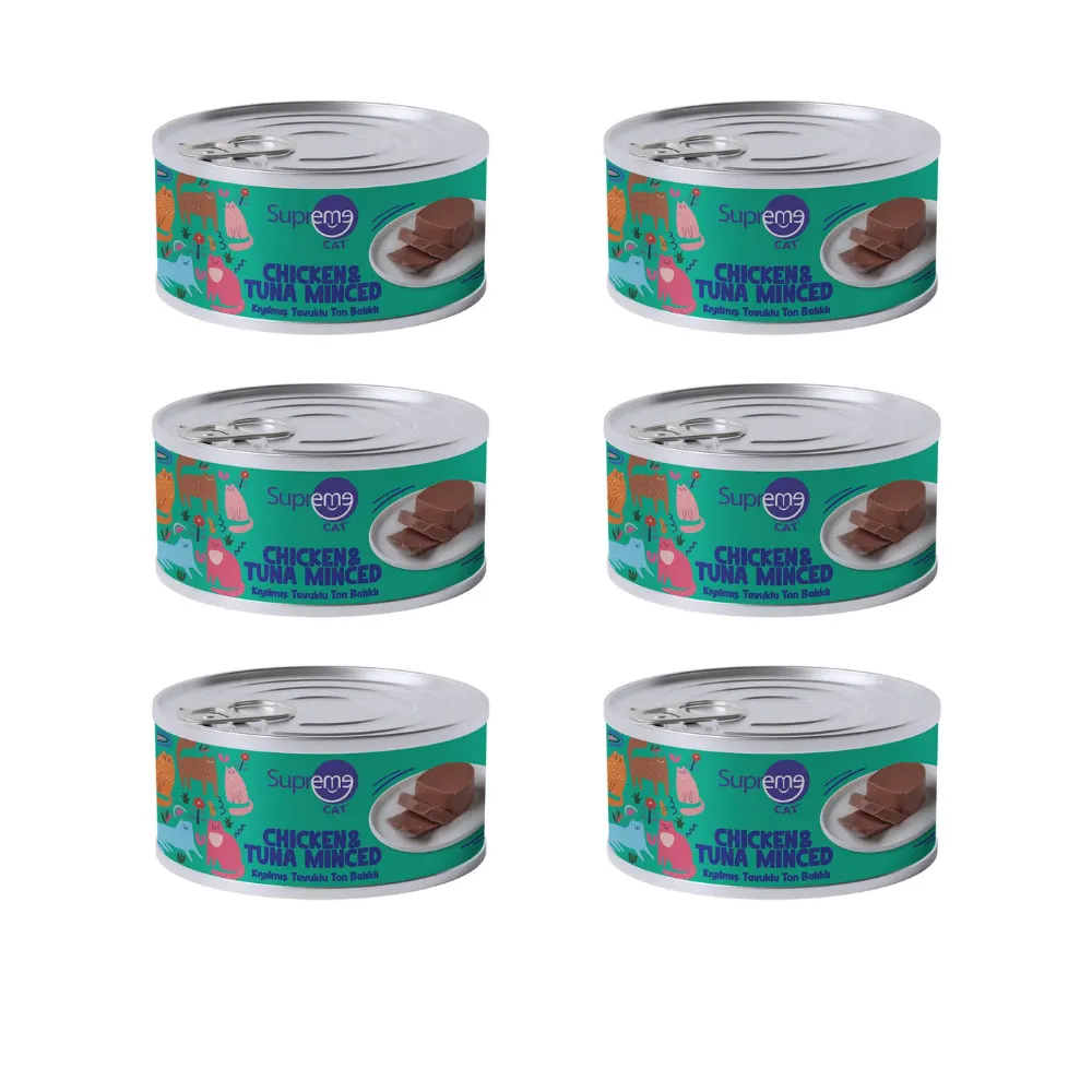 Supreme Cat Tavuklu Ve Tonlu Kıyılmış Kedi Konservesi 85 Gr x 6 Adet