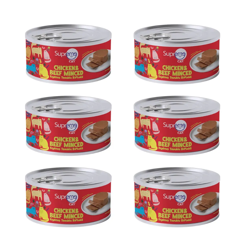 Supreme Cat Tavuklu Ve Biftekli Kıyılmış Kedi Konservesi 85 Gr x 6 Adet