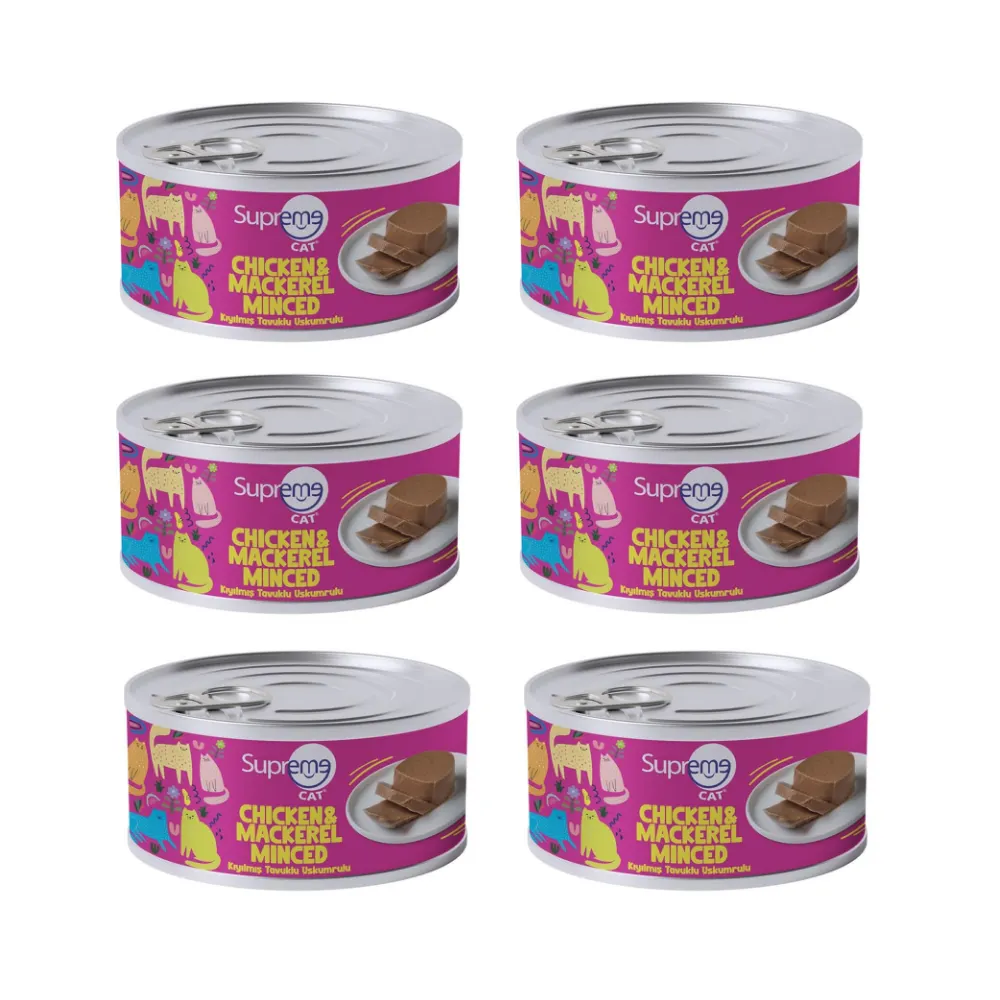 Supreme Cat Tavuklu Ve Uskumrulu Kıyılmış Kedi Konservesi 85 Gr x 6 Adet