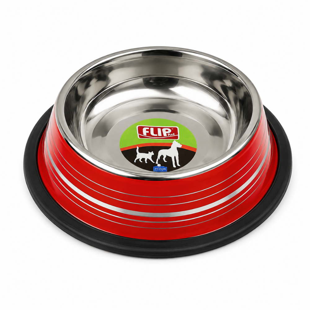 Flip Premium Paslanmaz Çelik Kaydırmaz Tabanlı Kedi & Köpek Su ve Mama Kabı