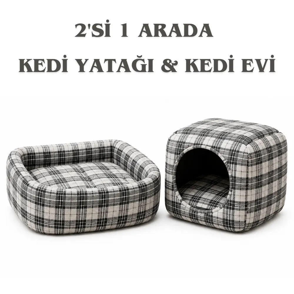 AlfiPet Dönüşebilen Hem Kedi Evi & Hem Kedi Yatağı