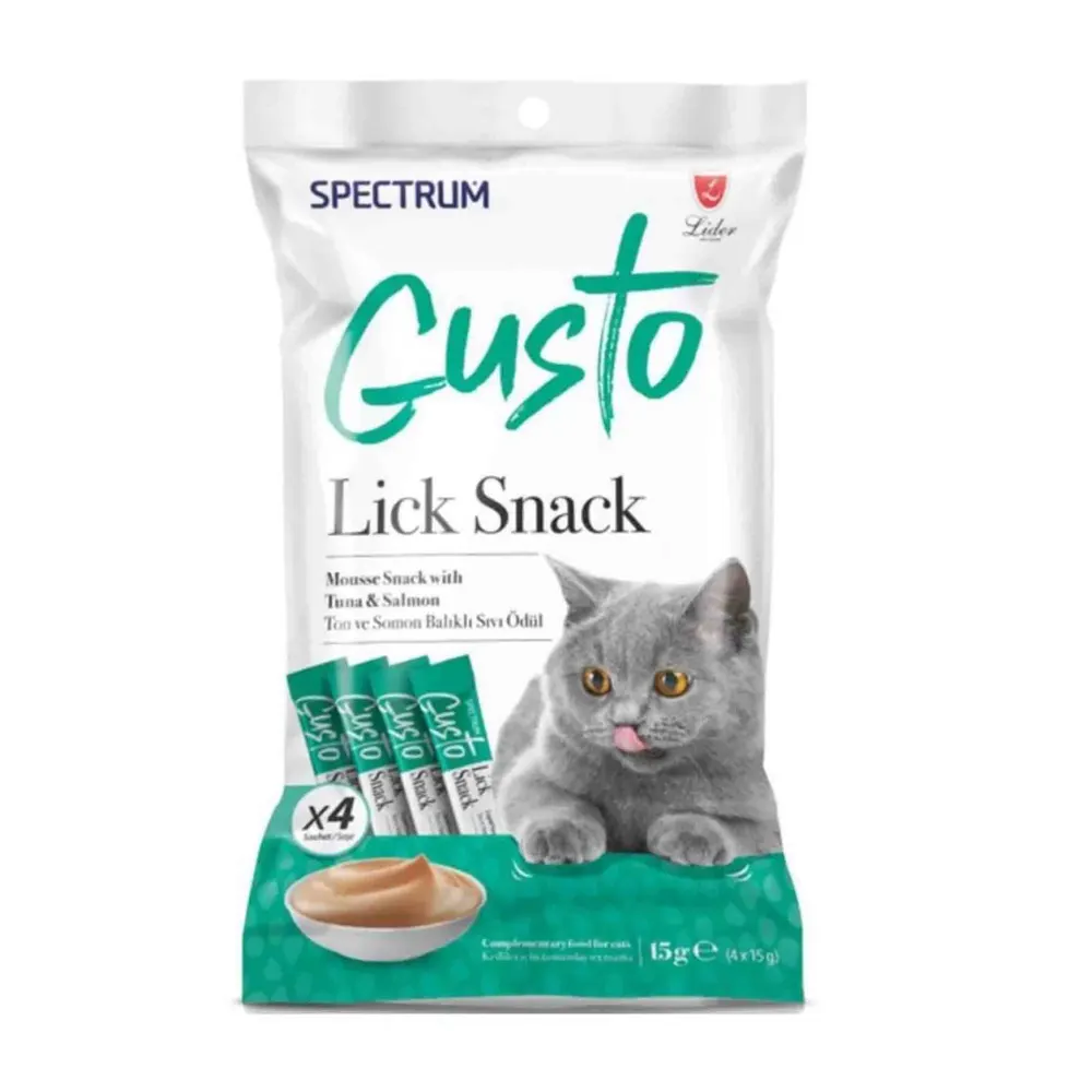 Spectrum Gusto Ton Balığı ve Somonlu Sıvı Kedi Ödül Maması 15gr (4lü)