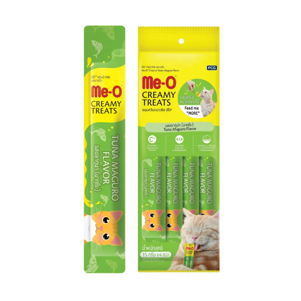 Me-O Sarı Yüzgeçli Ton Balıklı Krema Kedi Ödül Maması 15gr (4'lü)