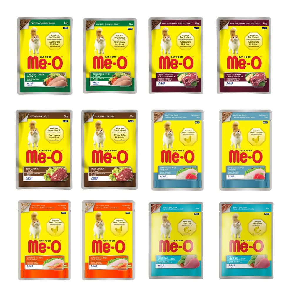 Me-O Jöle İçerisinde Karışık Çeşitli Yetişkin Kedi Yaş Maması 80 gr x 12 Adet