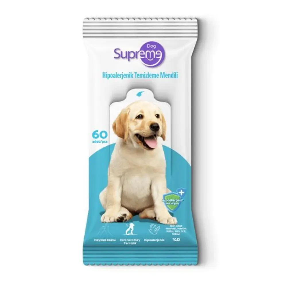 Supreme Dog Hipoalerjenik Köpek Bakım ve Temizleme Mendili 60'lı