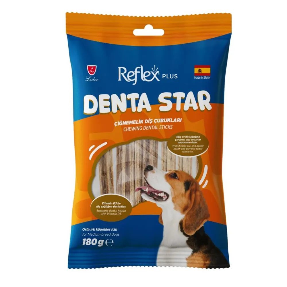 Reflex Plus Denta Star Chewing Dental Sticks Orta Irk Yetişkin Köpek Çiğnemelik Diş Çubukları 180gr