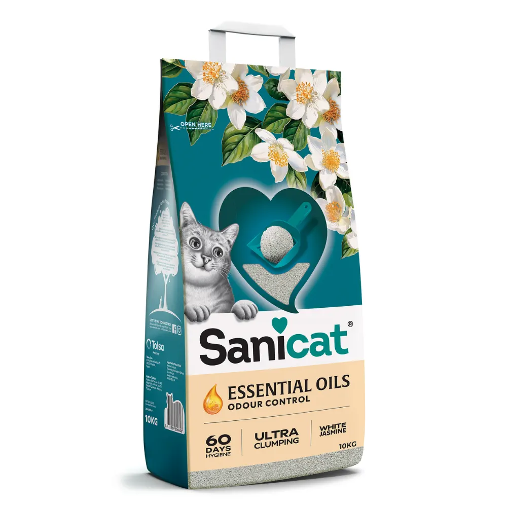 Sanicat Ultra Topaklanan Essential Oils Beyaz Yasemin Kokulu Kedi Kumu 10 Kg