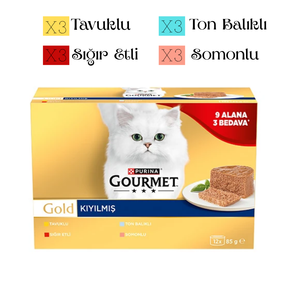 Gourmet Gold Kıyılmış Karışık Çeşitli Yetişkin Kedi Konservesi 12x85gr