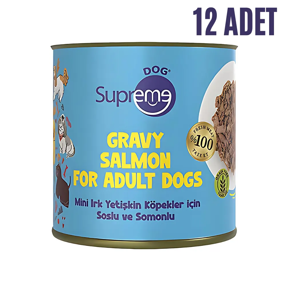 Supreme Dog Soslu ve Somonlu Küçük Irk Yetişkin Köpek Konserve Maması 200gr 12li