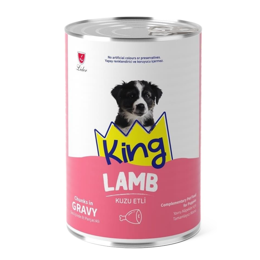 King Et Parçacıklı Kuzu Etli Yavru Köpek Konservesi 400 Gr